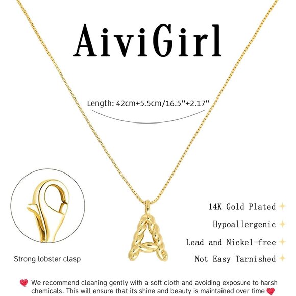 Personalized 14K Gold Plated Initial Necklace - Custom Bubble Pendant for Her - Picture 6 of 7